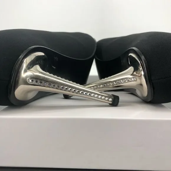 Stuart Weitzman Black Crystal Metal High Heels Pumps with Box